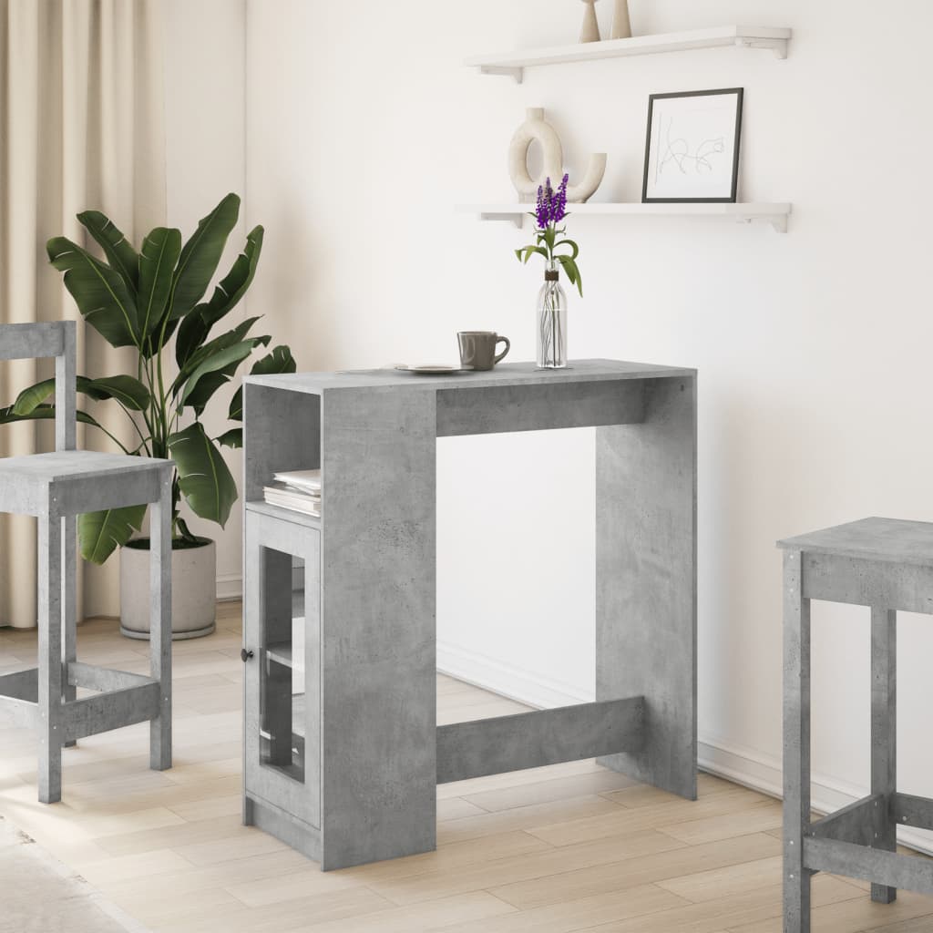vidaXL Stolik barowy z przegrodami, szarość betonu, 101x40x103,5 cm