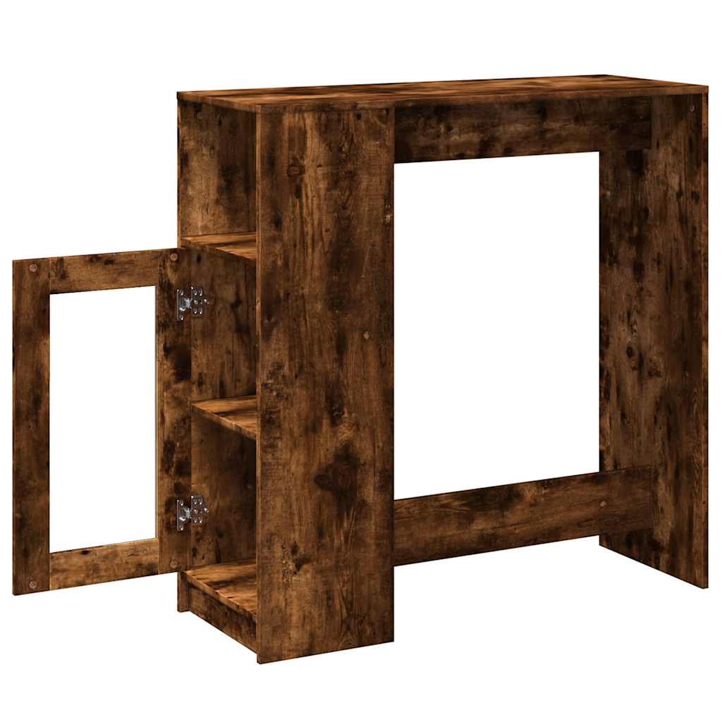 vidaXL Stolik barowy z przegrodami, przydymiony dąb, 101x40x103,5 cm