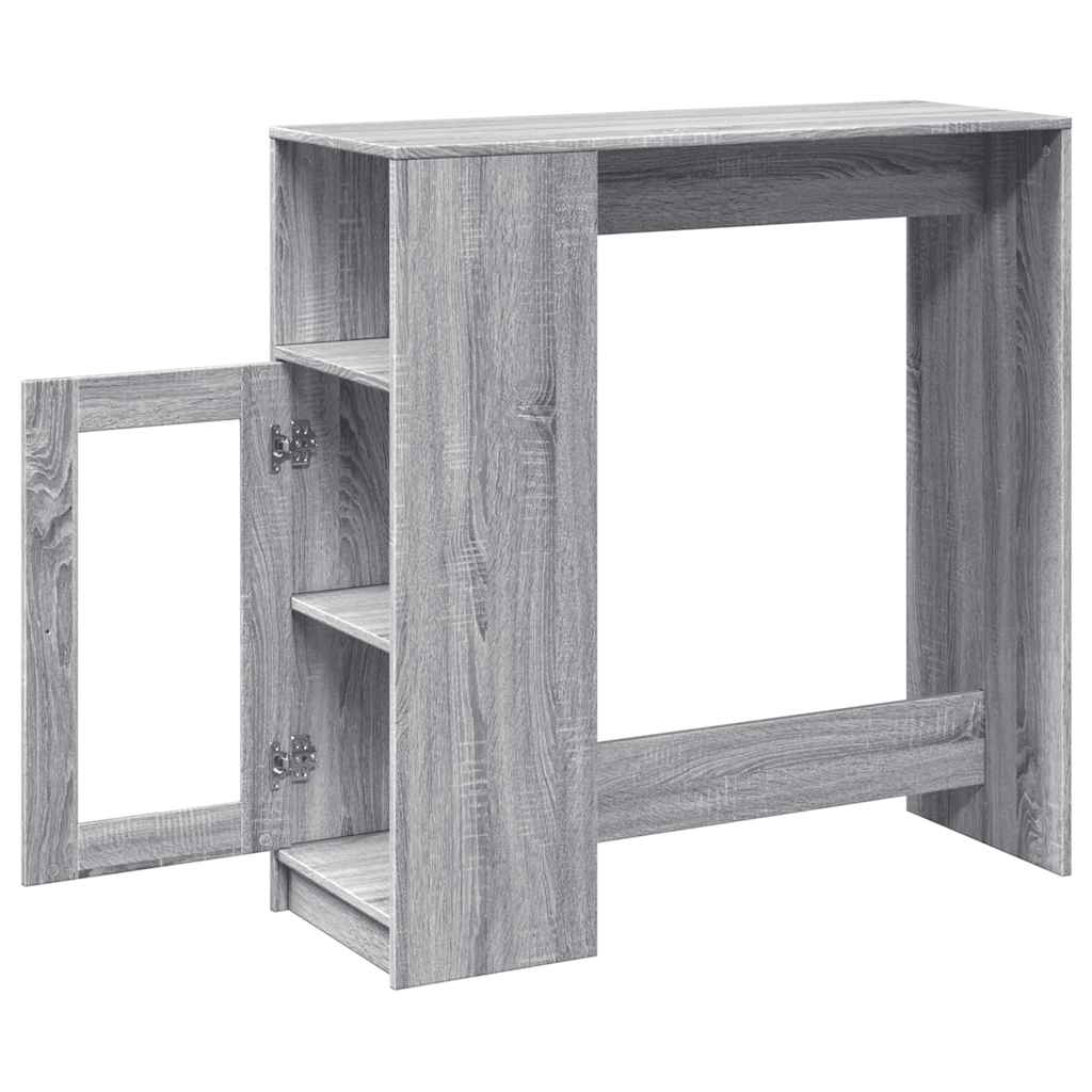 vidaXL Stolik barowy z przegrodami, szary dąb sonoma, 101x40x103,5 cm