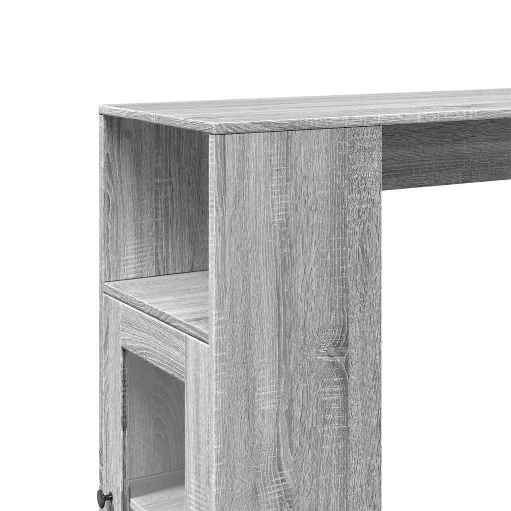 vidaXL Stolik barowy z przegrodami, szary dąb sonoma, 101x40x103,5 cm