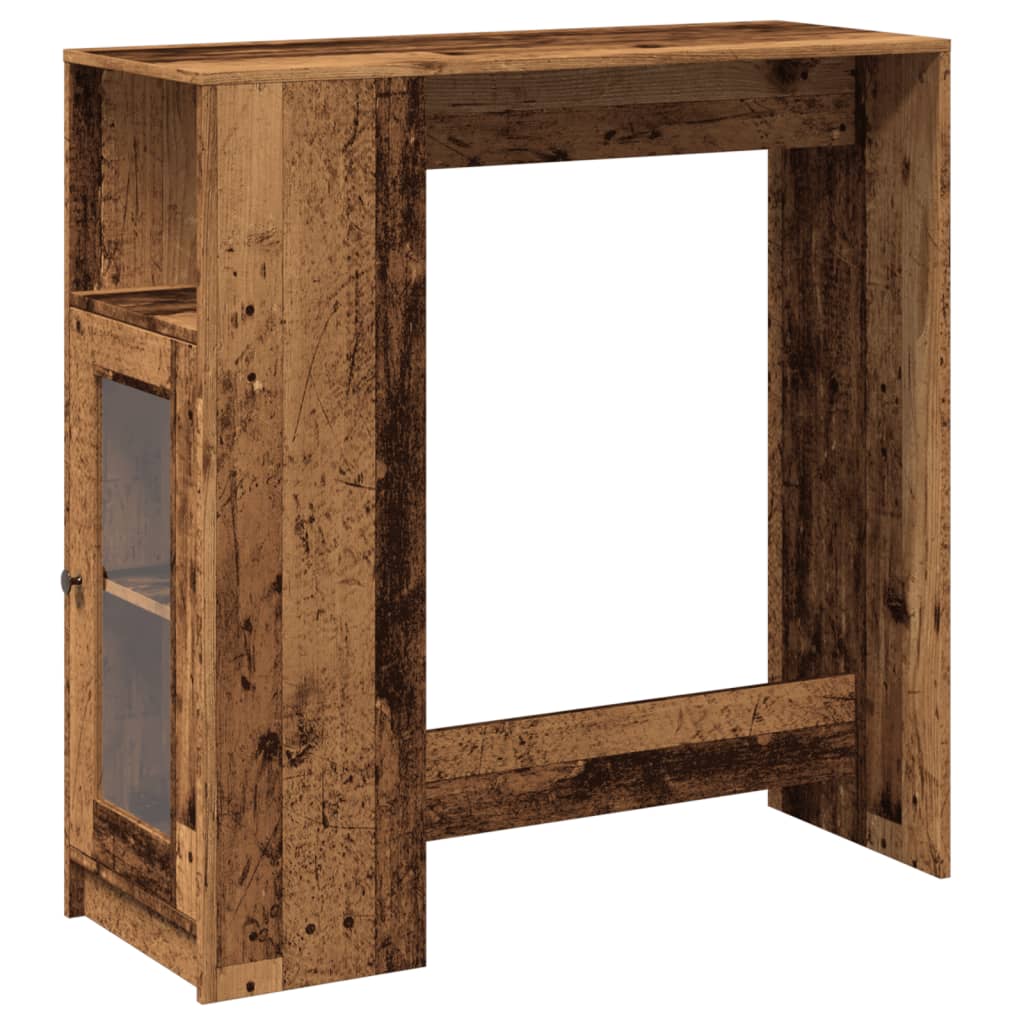 vidaXL Stolik barowy z przegrodami, stare drewno, 101x40x103,5 cm
