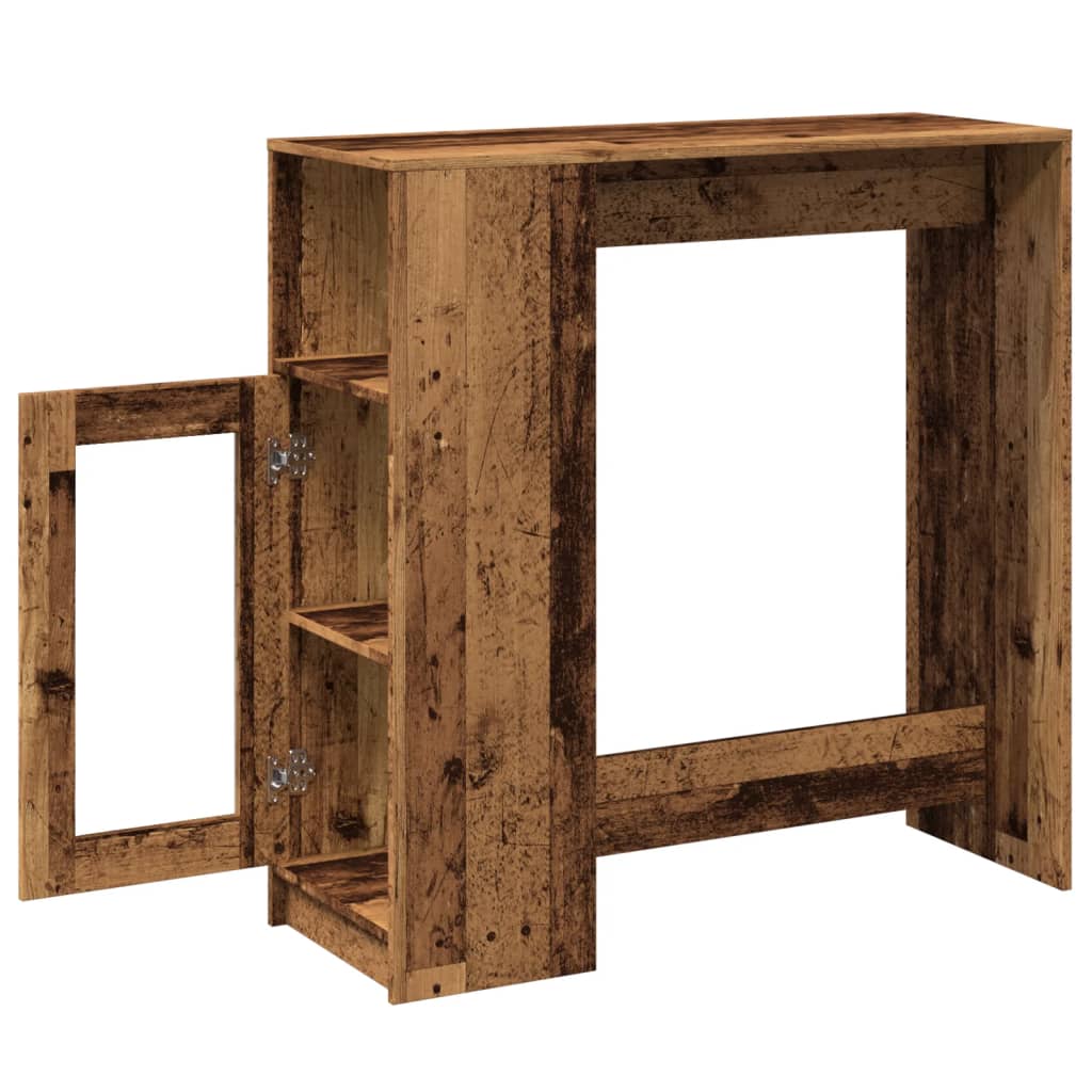 vidaXL Stolik barowy z przegrodami, stare drewno, 101x40x103,5 cm