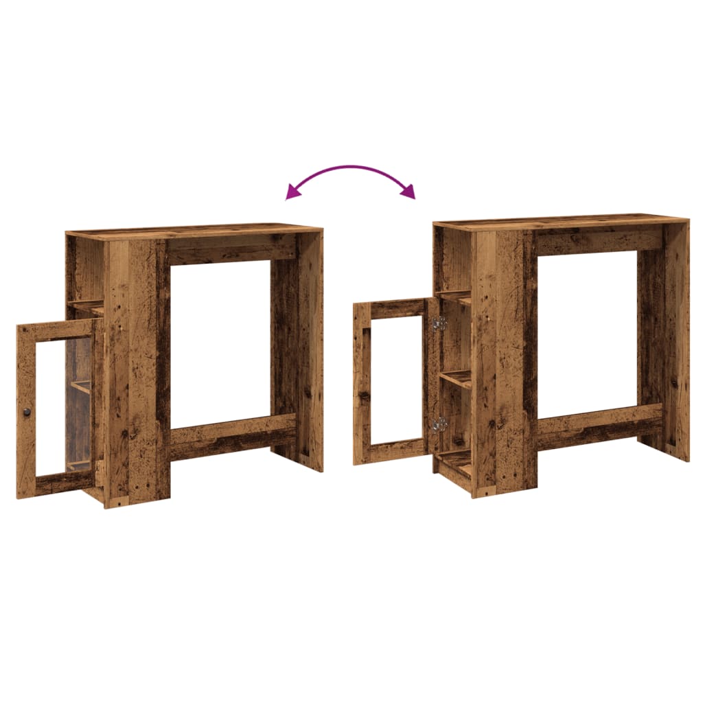 vidaXL Stolik barowy z przegrodami, stare drewno, 101x40x103,5 cm