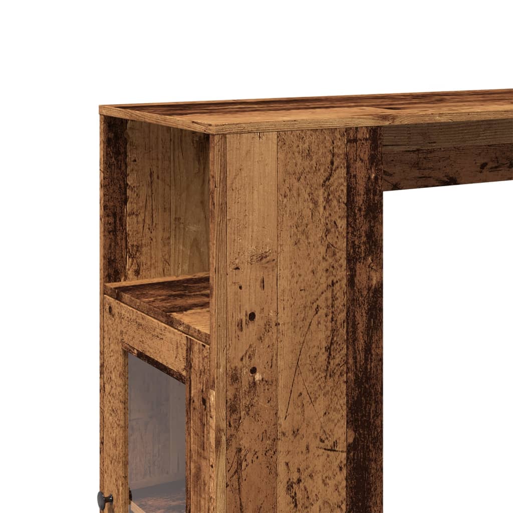 vidaXL Stolik barowy z przegrodami, stare drewno, 101x40x103,5 cm