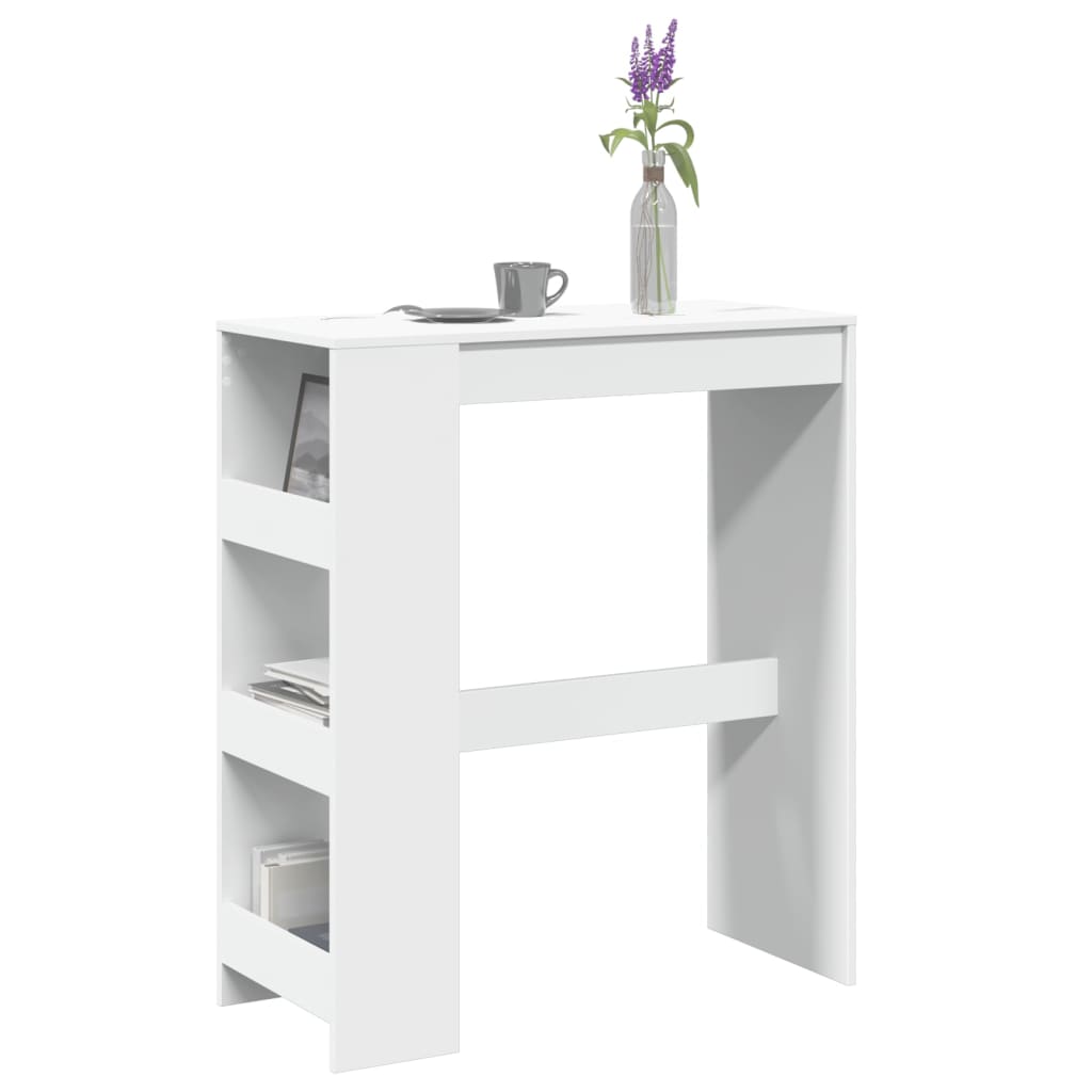 vidaXL Stolik barowy z półkami, biały, 90x40x103,5 cm