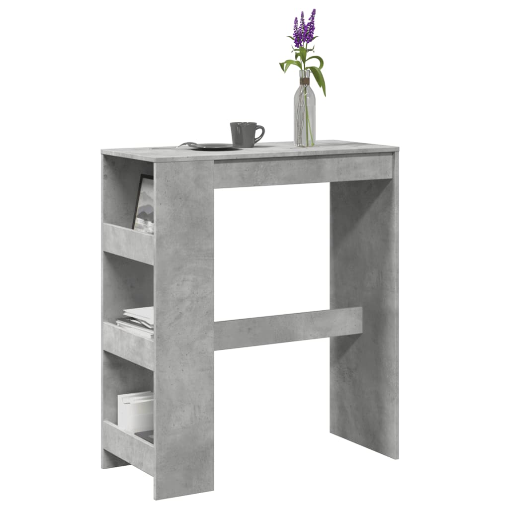 vidaXL Stolik barowy z przegrodami, szarość betonu, 90x40x103,5 cm