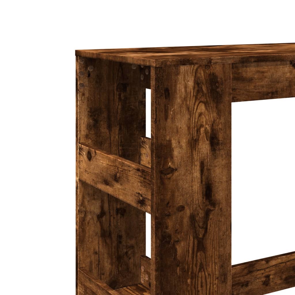 vidaXL Stolik barowy z przegrodami, przydymiony dąb, 90x40x103,5 cm