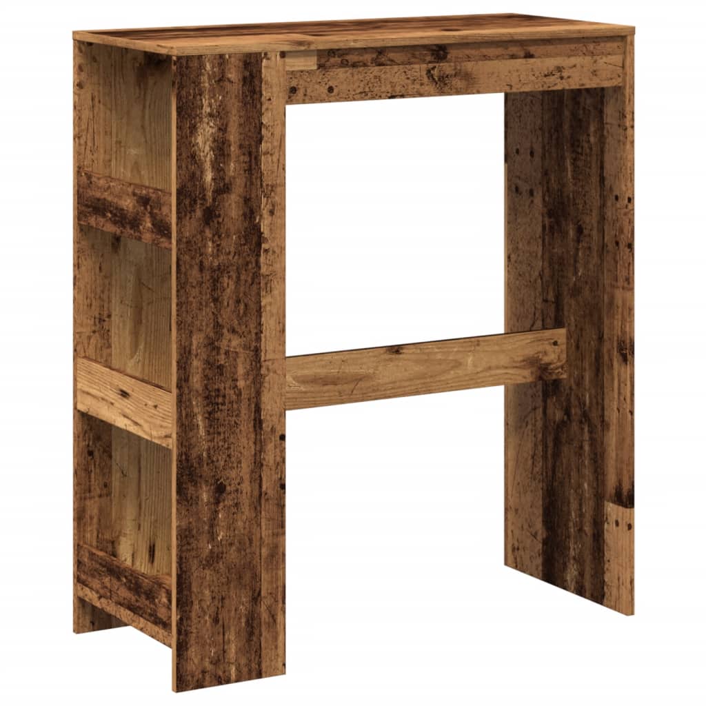 vidaXL Stolik barowy z przegrodami, stare drewno, 90x40x103,5 cm