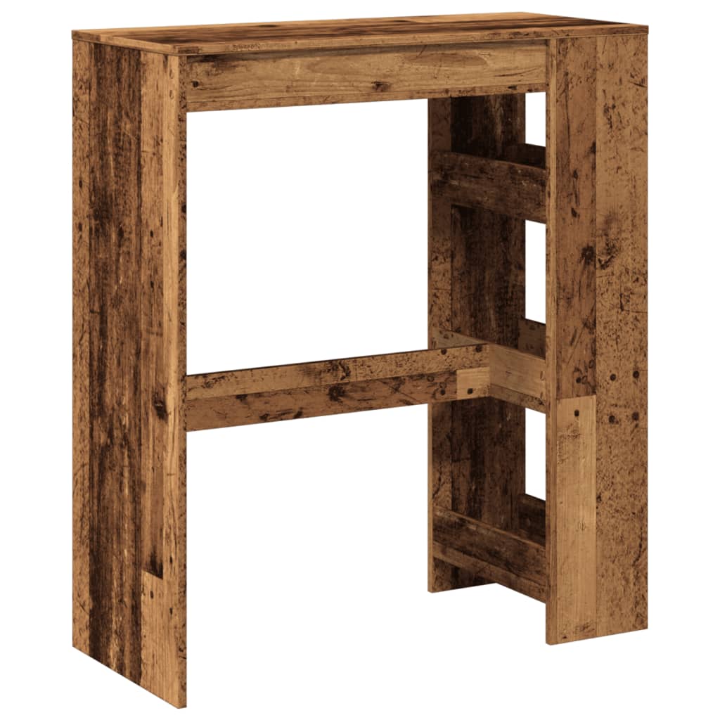 vidaXL Stolik barowy z przegrodami, stare drewno, 90x40x103,5 cm