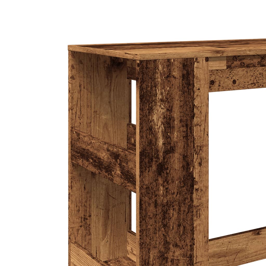 vidaXL Stolik barowy z przegrodami, stare drewno, 90x40x103,5 cm