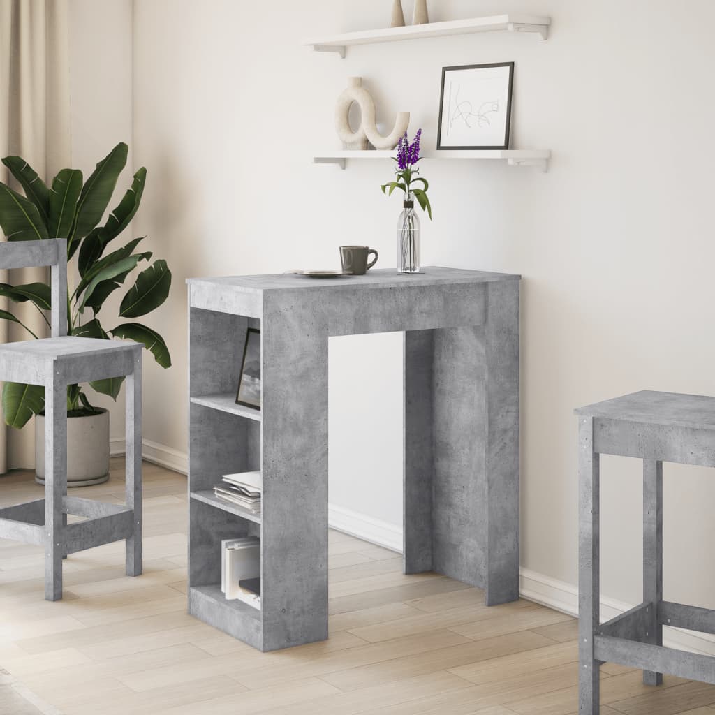 vidaXL Stolik barowy z półkami, szarość betonu, 95x47x103,5 cm