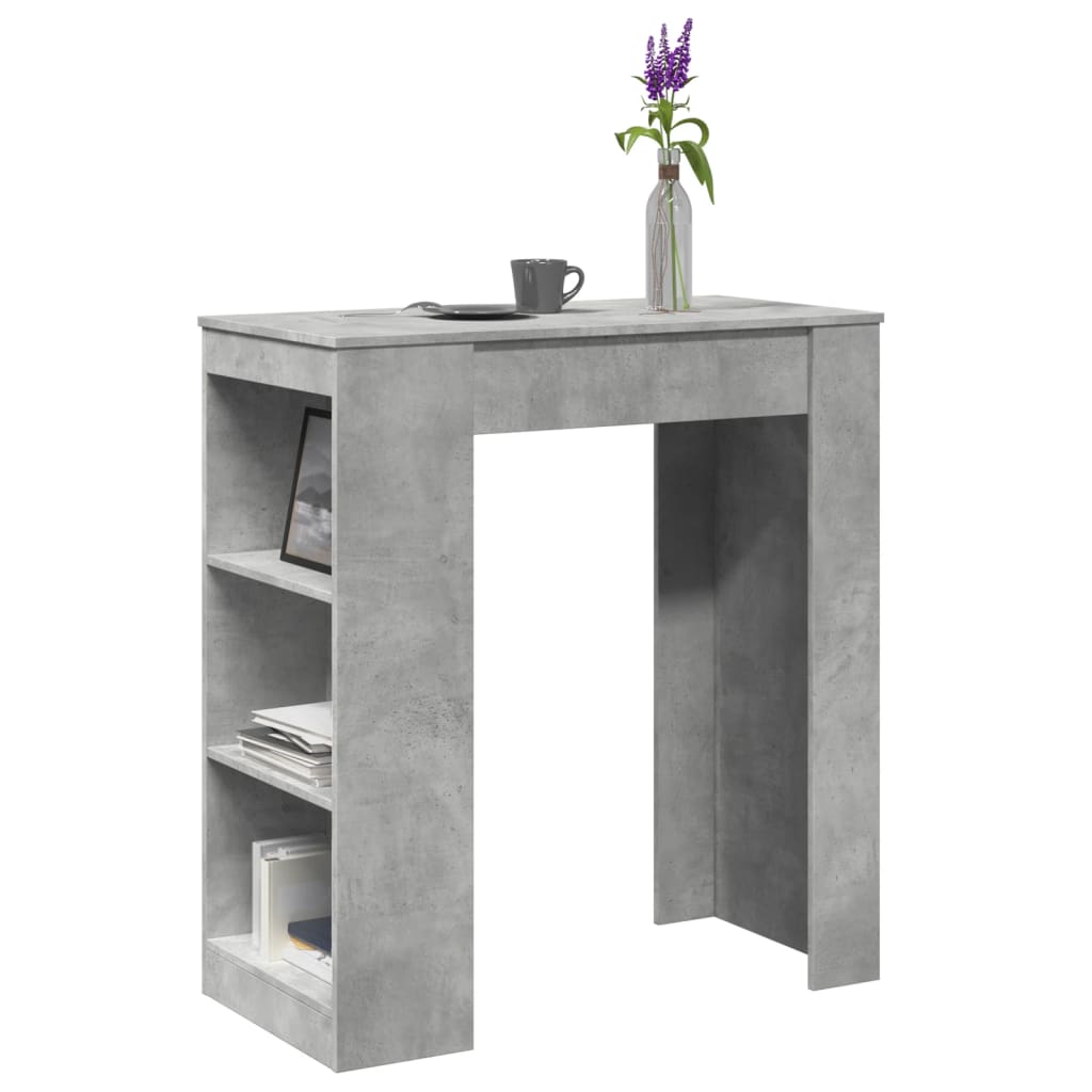 vidaXL Stolik barowy z półkami, szarość betonu, 95x47x103,5 cm