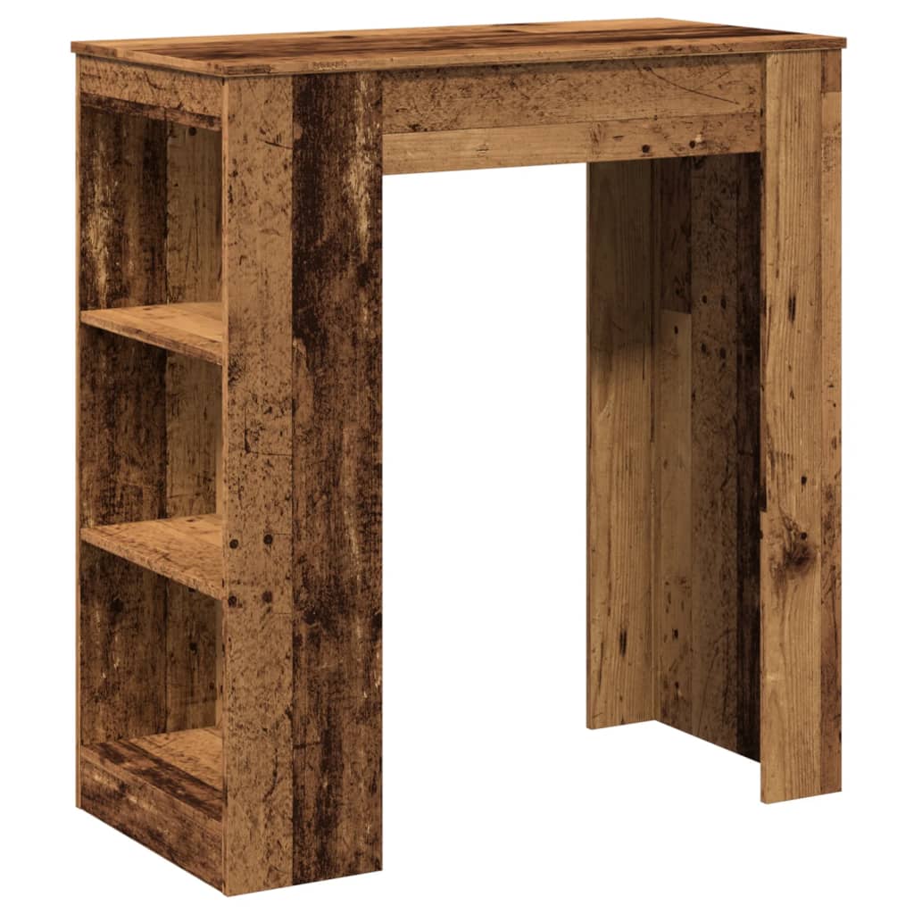 vidaXL Stolik barowy z półkami, stare drewno, 95x47x103,5 cm