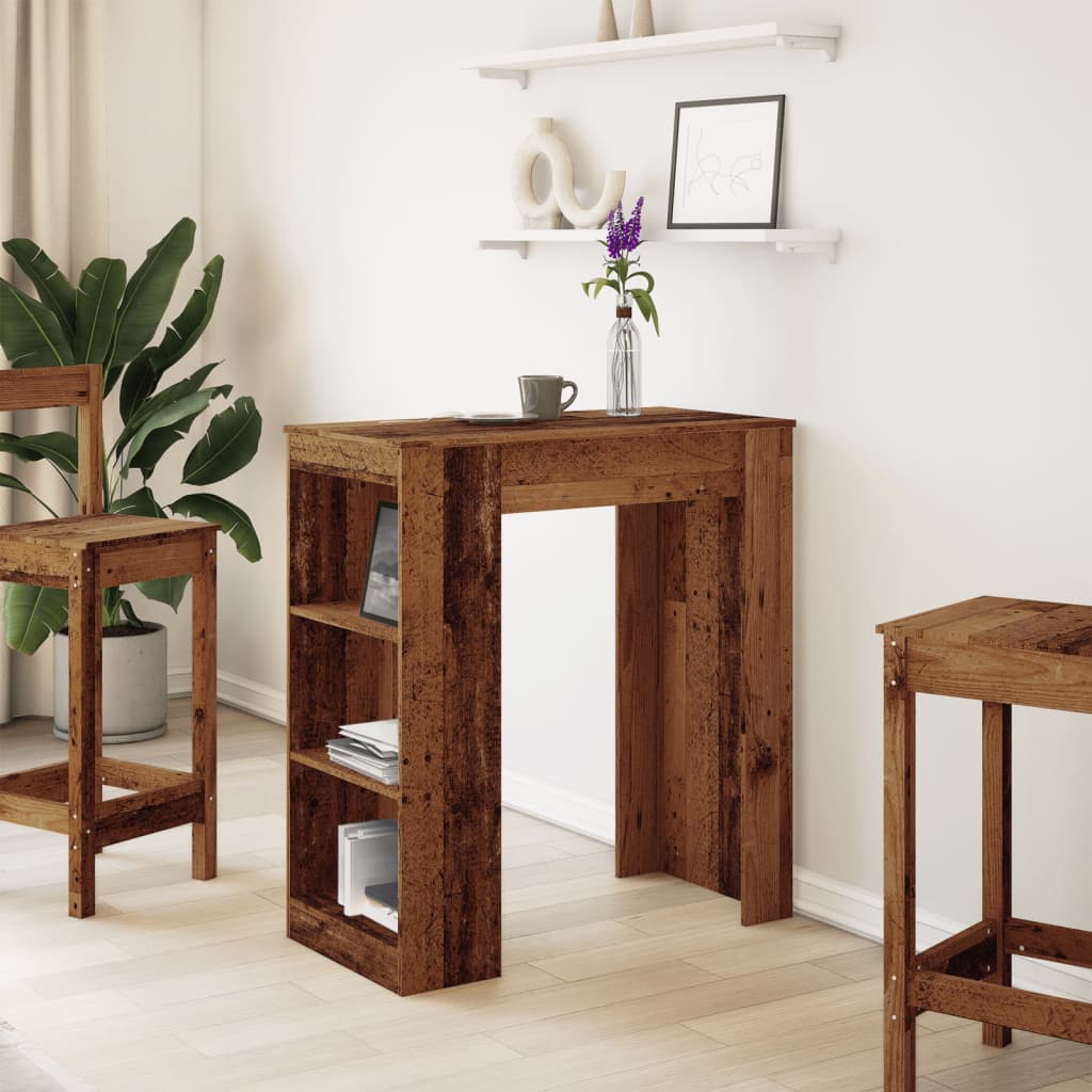 vidaXL Stolik barowy z półkami, stare drewno, 95x47x103,5 cm