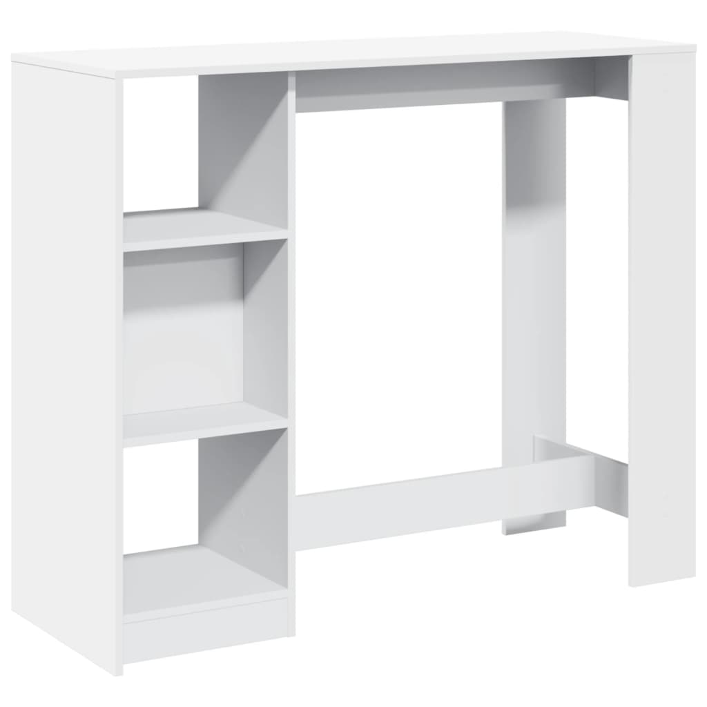 vidaXL Stolik barowy z regałem, biały, 124x46x103,5 cm