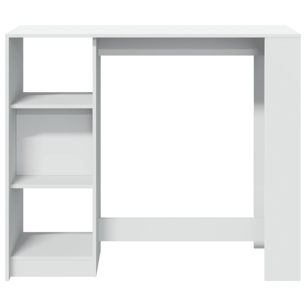 vidaXL Stolik barowy z regałem, biały, 124x46x103,5 cm