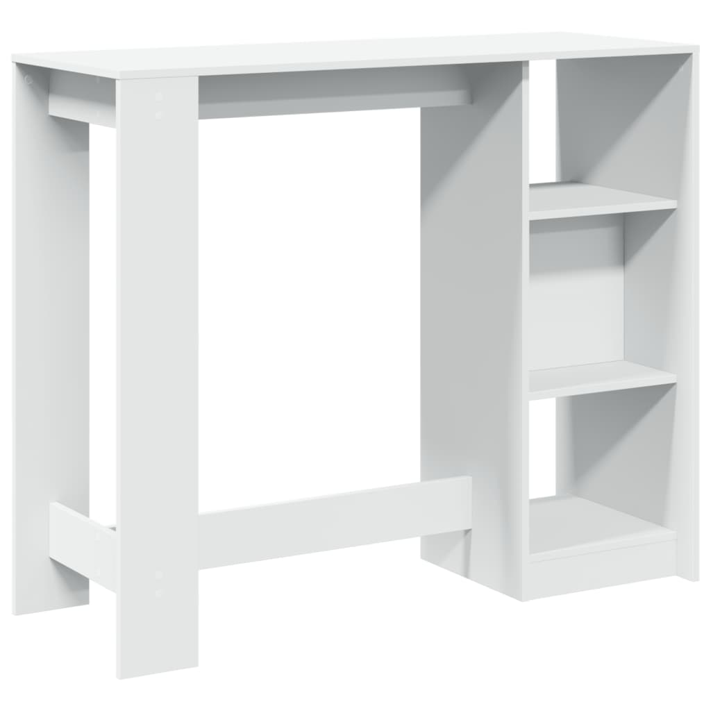 vidaXL Stolik barowy z regałem, biały, 124x46x103,5 cm