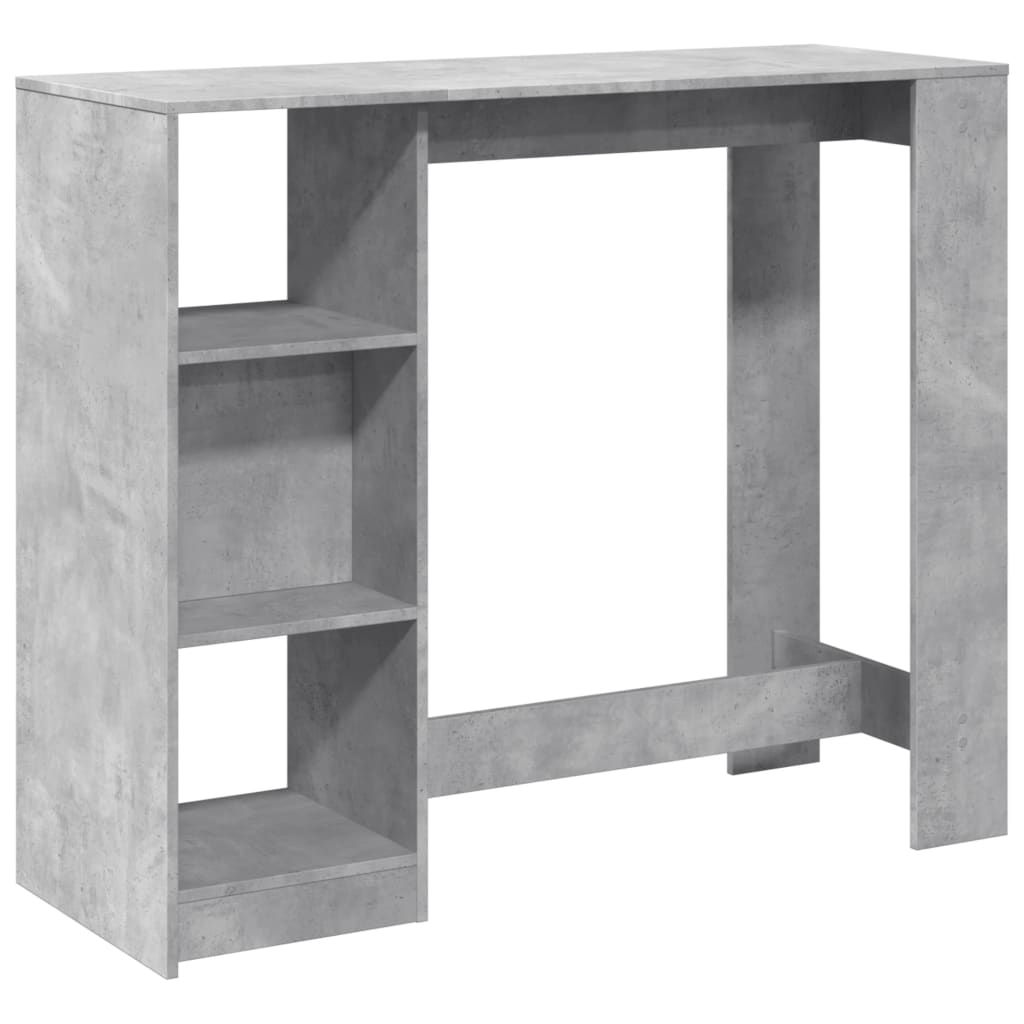 vidaXL Stolik barowy z regałem, szarość betonu, 124x46x103,5 cm
