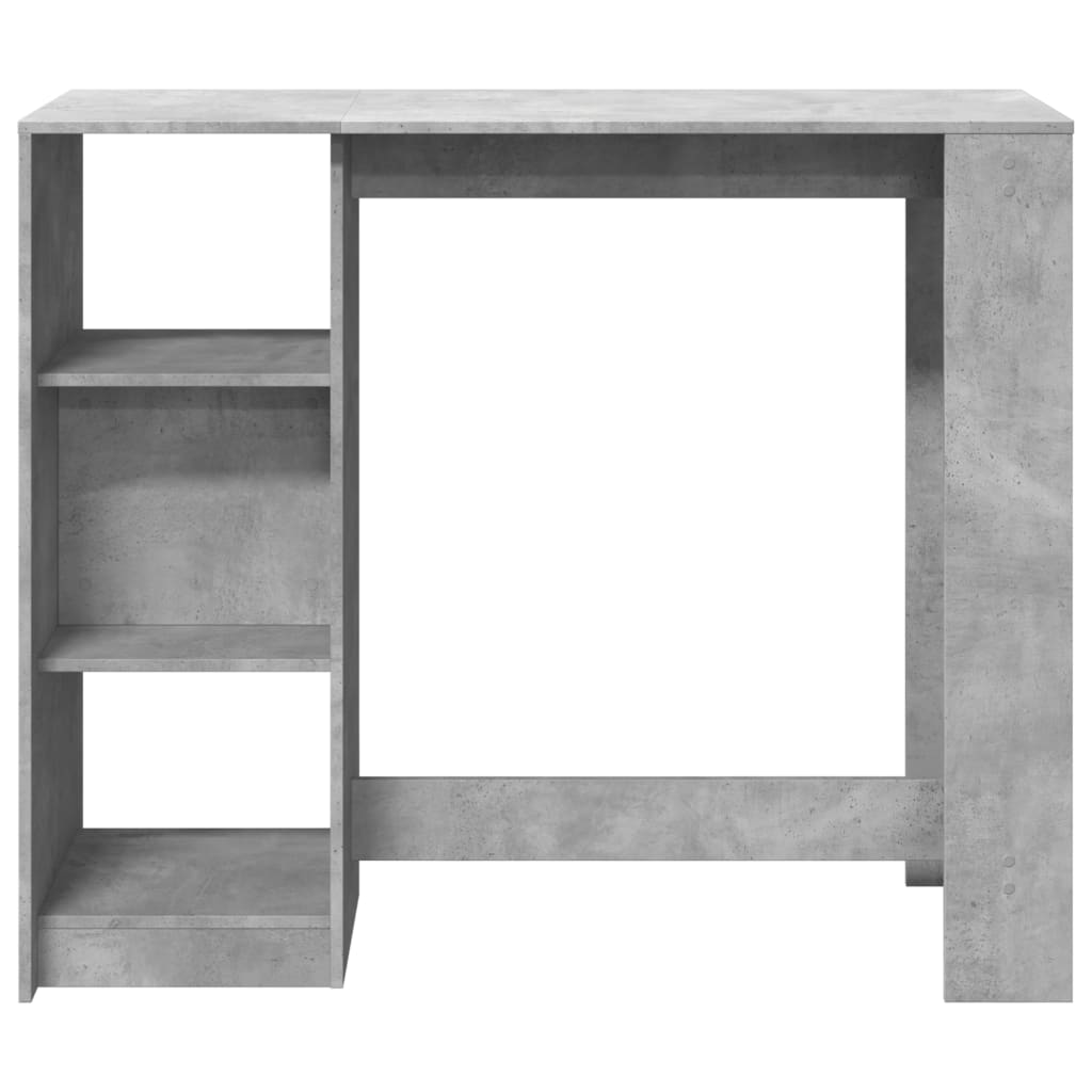 vidaXL Stolik barowy z regałem, szarość betonu, 124x46x103,5 cm