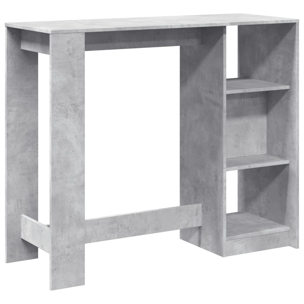 vidaXL Stolik barowy z regałem, szarość betonu, 124x46x103,5 cm