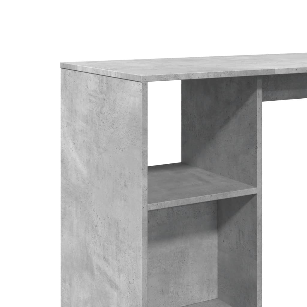 vidaXL Stolik barowy z regałem, szarość betonu, 124x46x103,5 cm