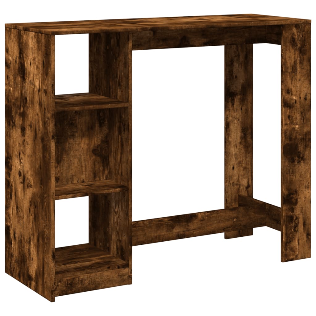 vidaXL Stolik barowy z półkami, przydymiony dąb, 124x46x103,5 cm