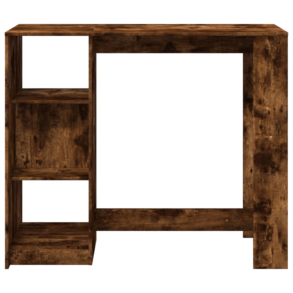 vidaXL Stolik barowy z półkami, przydymiony dąb, 124x46x103,5 cm