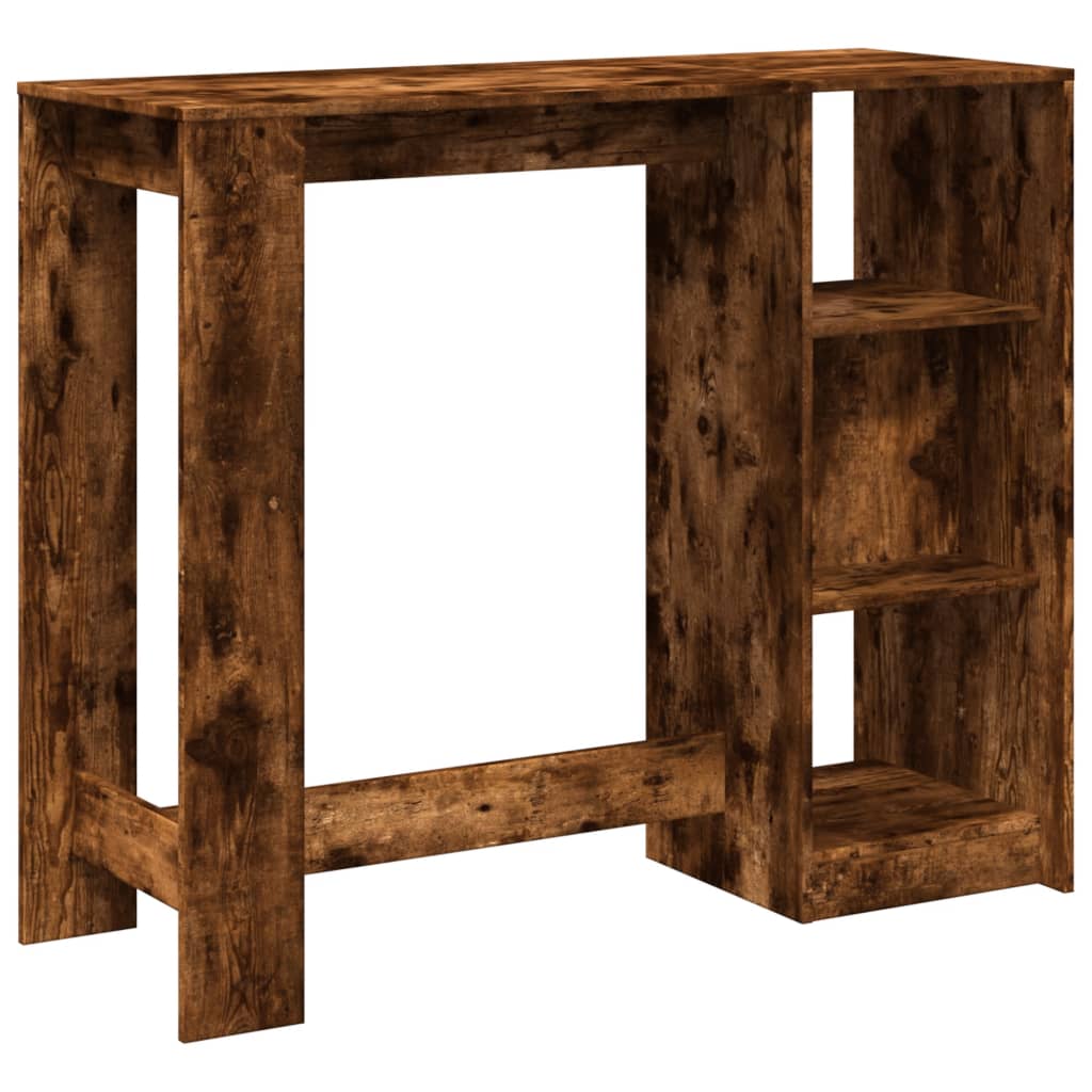 vidaXL Stolik barowy z półkami, przydymiony dąb, 124x46x103,5 cm