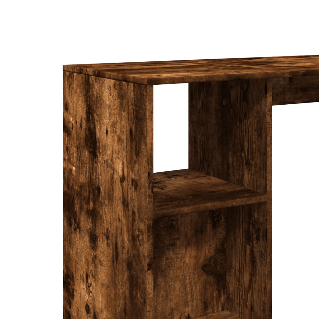 vidaXL Stolik barowy z półkami, przydymiony dąb, 124x46x103,5 cm