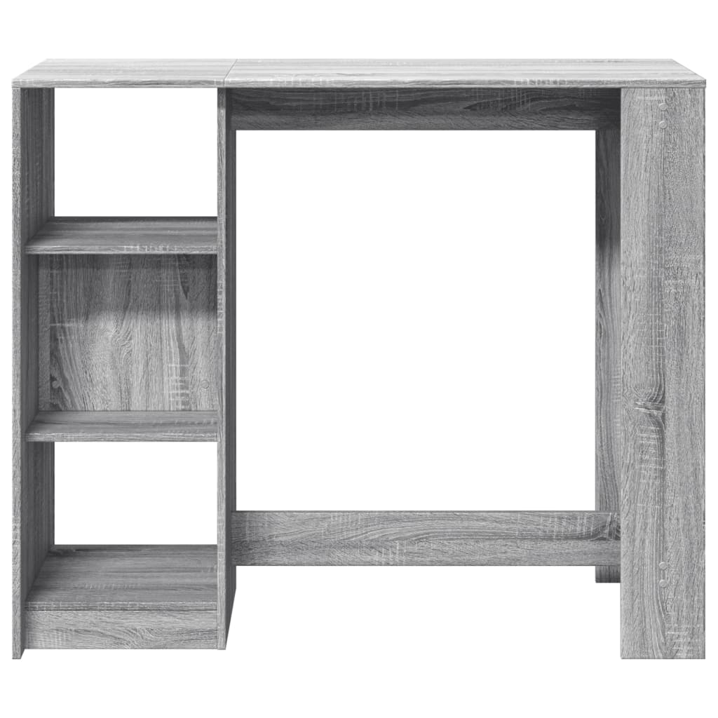 vidaXL Stolik barowy z regałem, szary dąb sonoma, 124x46x103,5 cm
