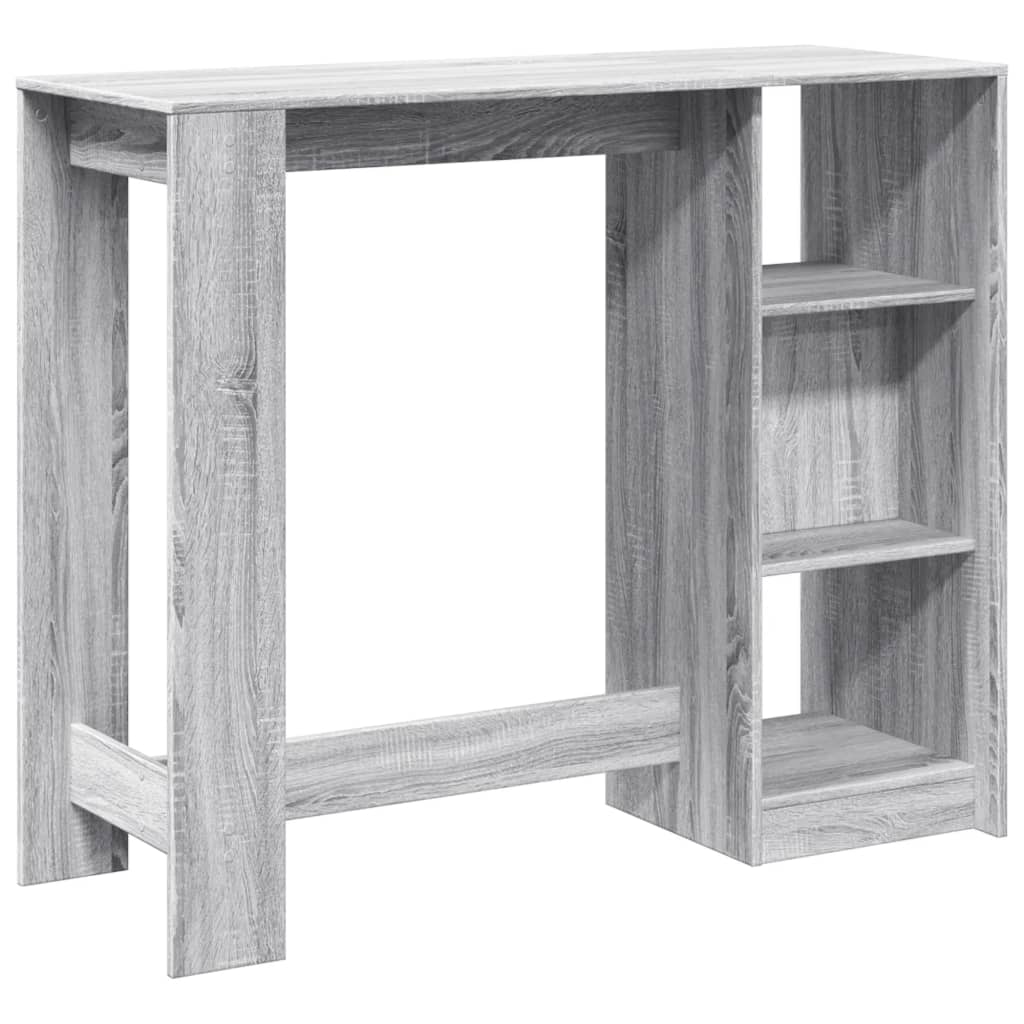 vidaXL Stolik barowy z regałem, szary dąb sonoma, 124x46x103,5 cm