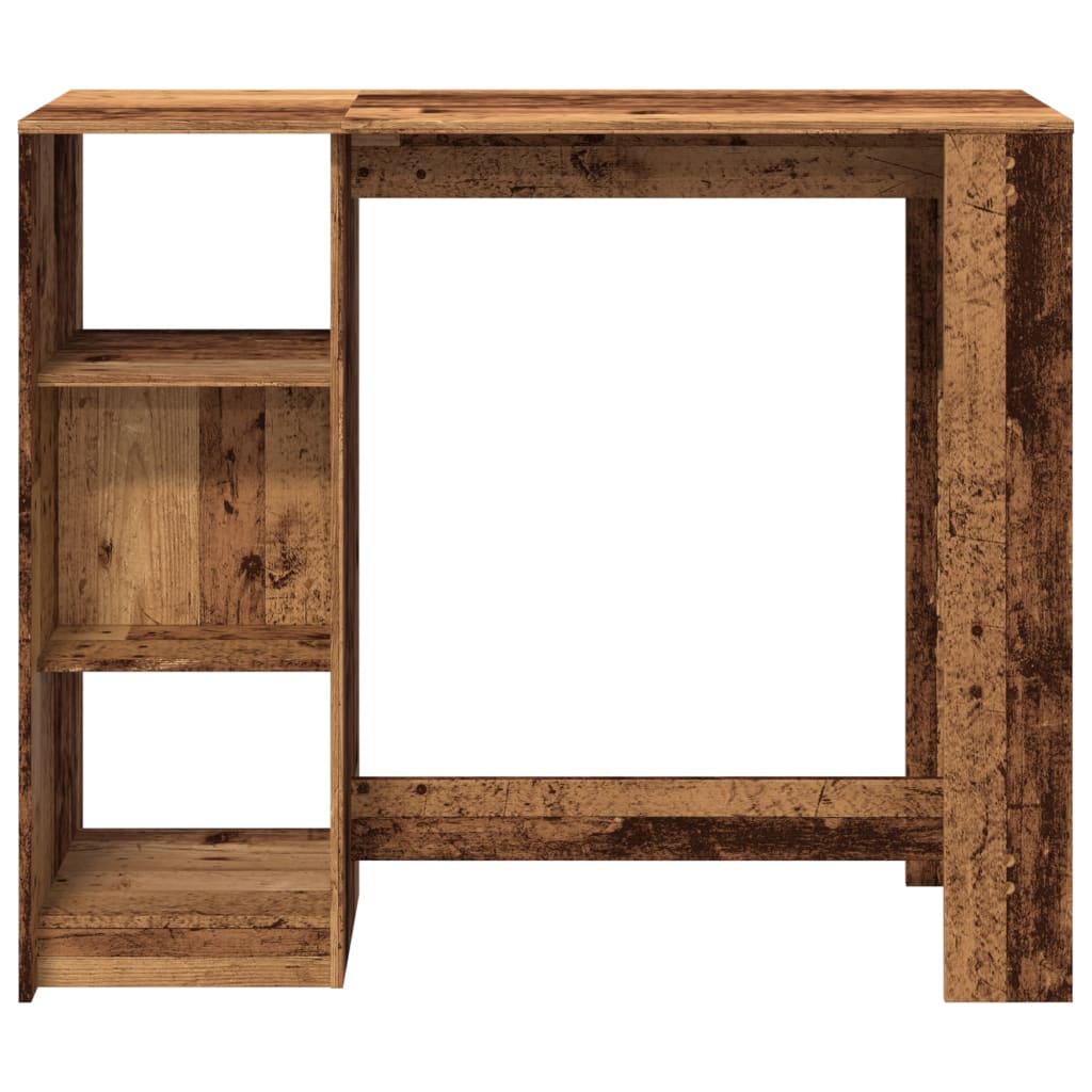 vidaXL Stolik barowy z regałem, stare drewno, 124x46x103,5 cm