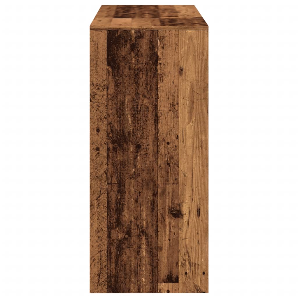 vidaXL Stolik barowy z regałem, stare drewno, 124x46x103,5 cm