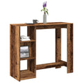 vidaXL Stolik barowy z regałem, stare drewno, 124x46x103,5 cm