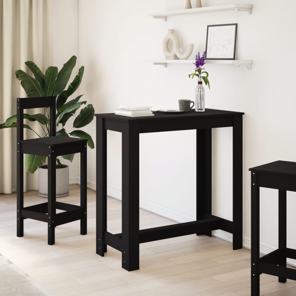 vidaXL Stolik barowy, czarny, 102x50x103,5 cm, materiał drewnopochodny