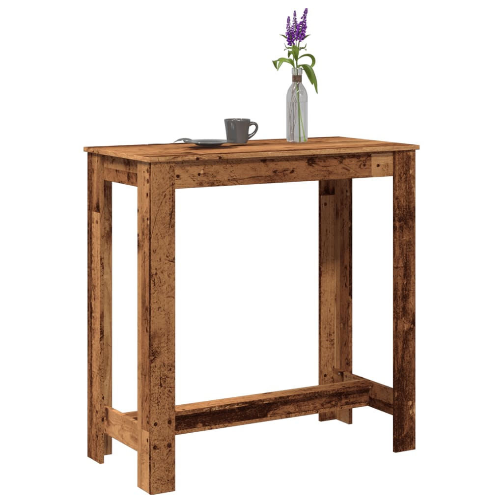 vidaXL Stolik barowy, stare drewno, 102x50x103,5 cm