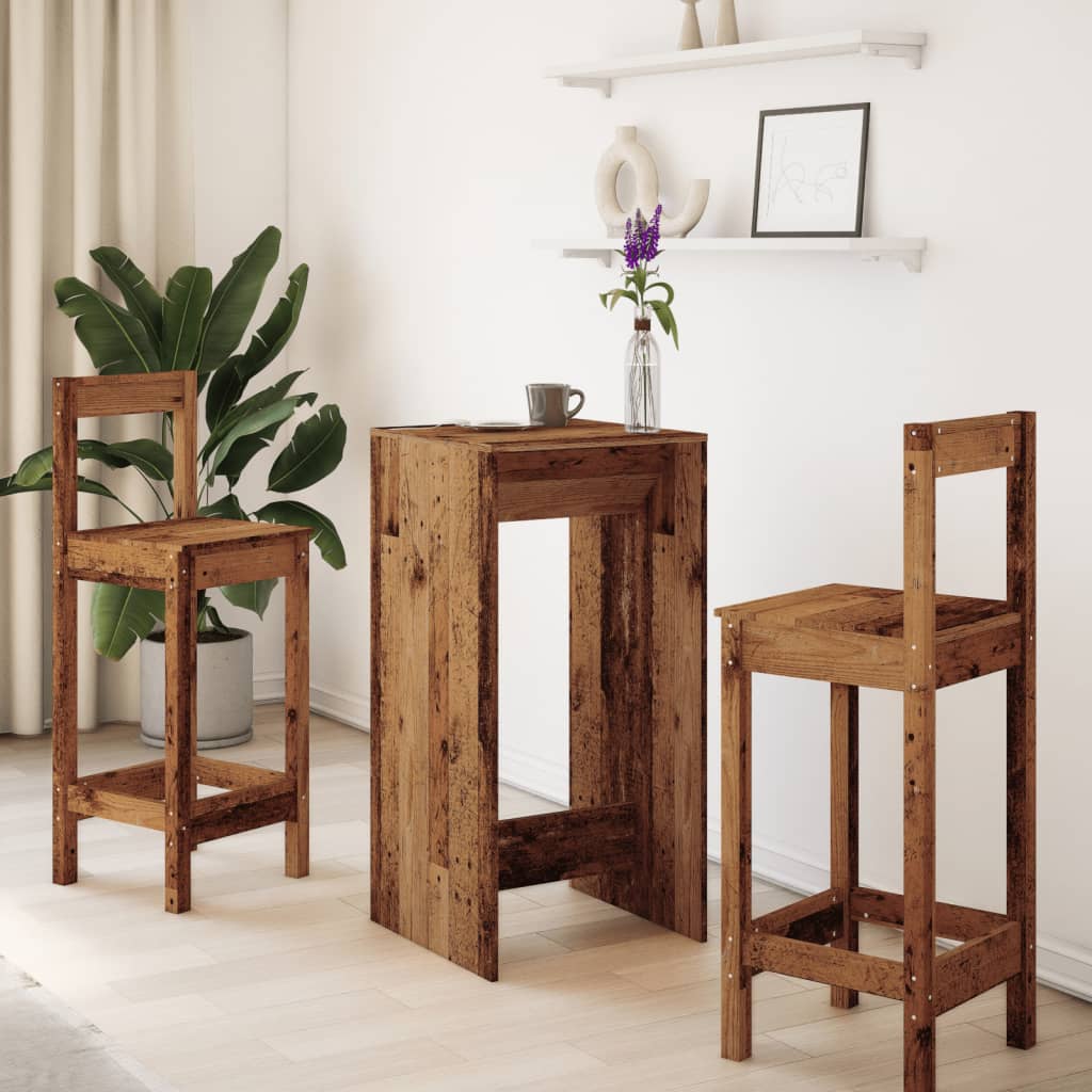 vidaXL Stolik barowy, stare drewno, 51x50x103,5cm