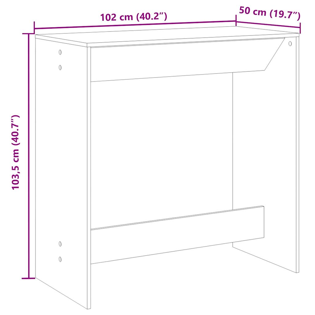 vidaXL Stolik barowy, stare drewno, 102x50x103,5 cm