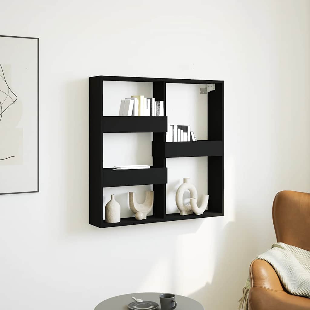 vidaXL Szafka ścienna, czarna, 80x15x80 cm, materiał drewnopochodny
