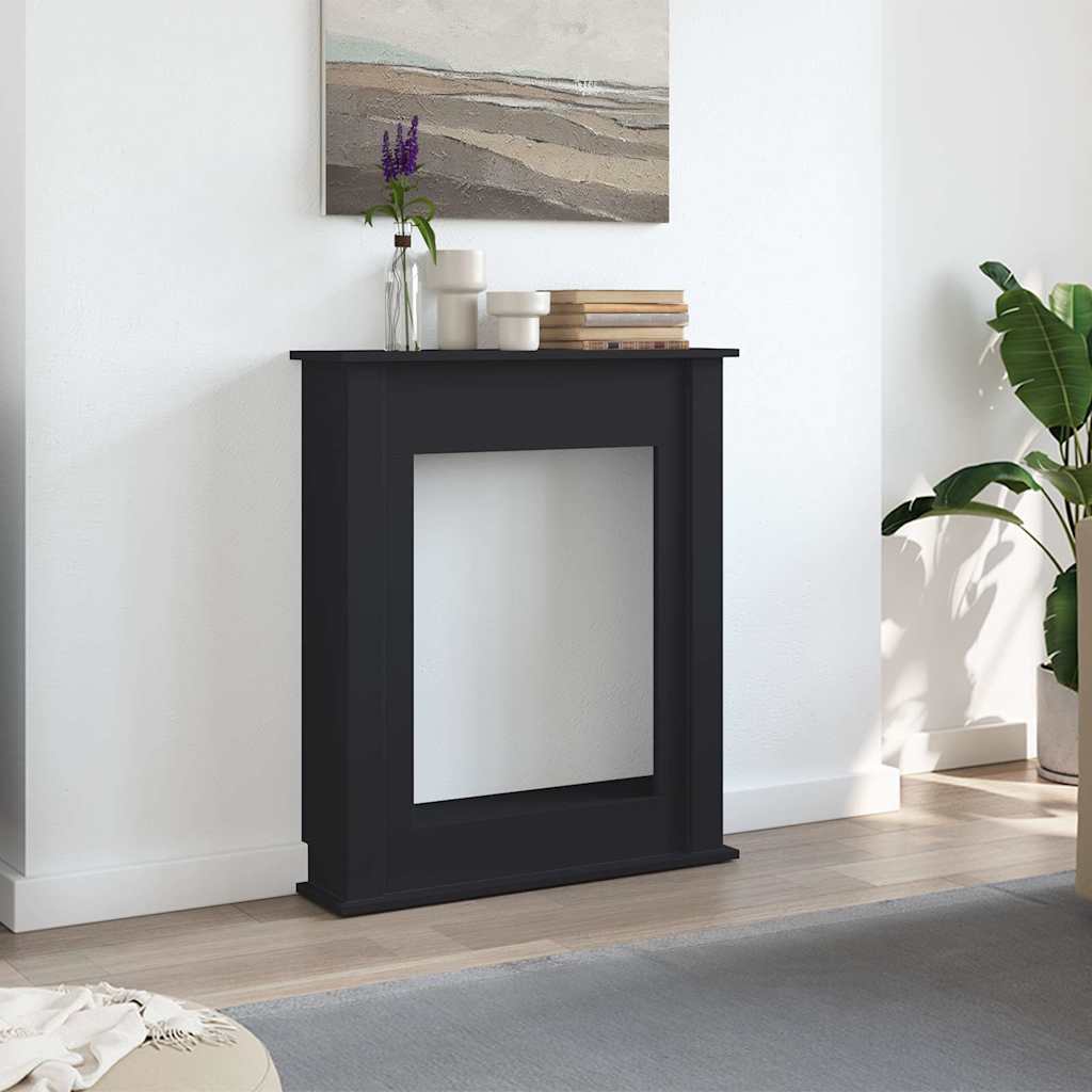 vidaXL Obudowa kominka, czarna, 75x20x87,5cm, materiał drewnopochodny