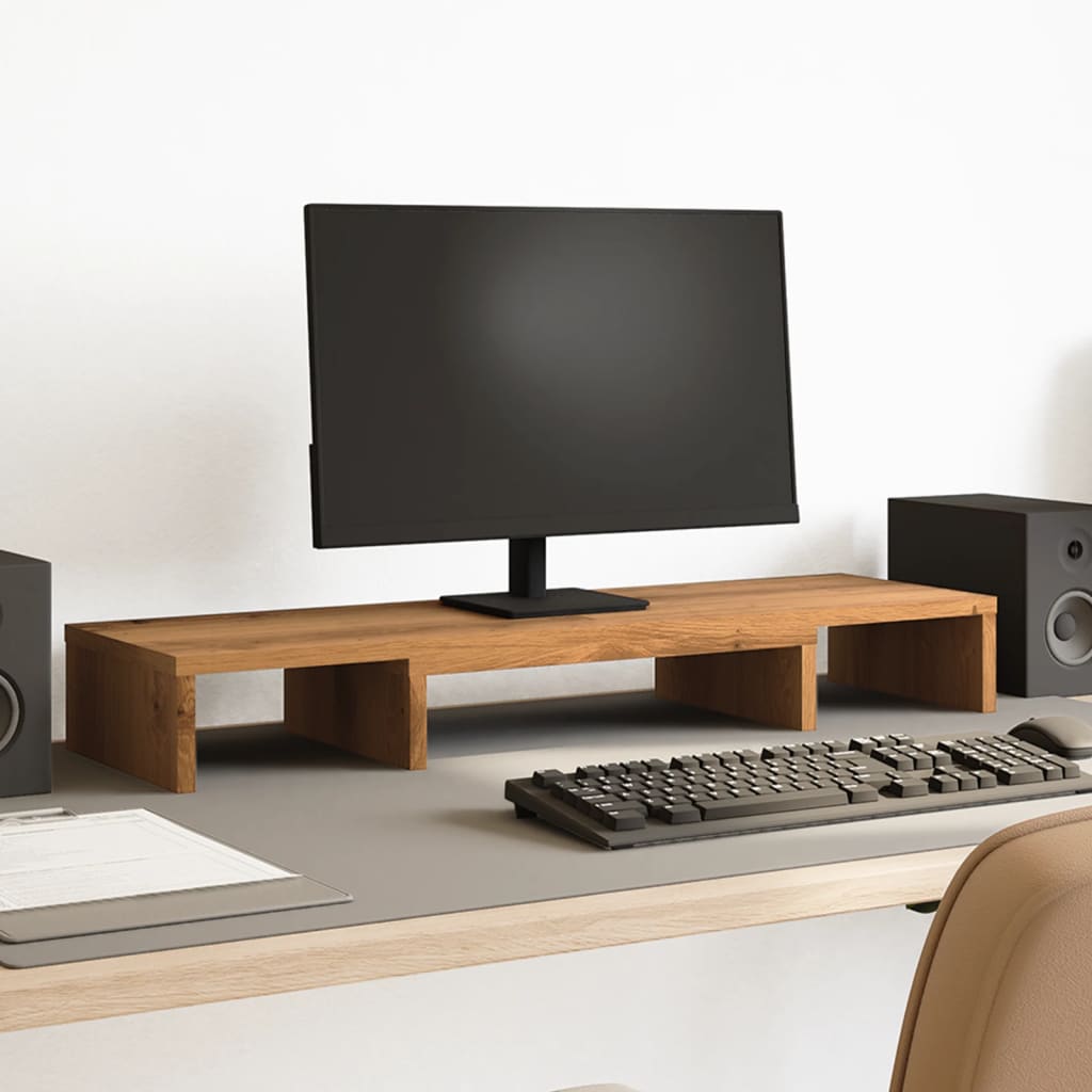 vidaXL Podstawka pod monitor, regulowana, dąb artisan, 80x24x10,5 cm