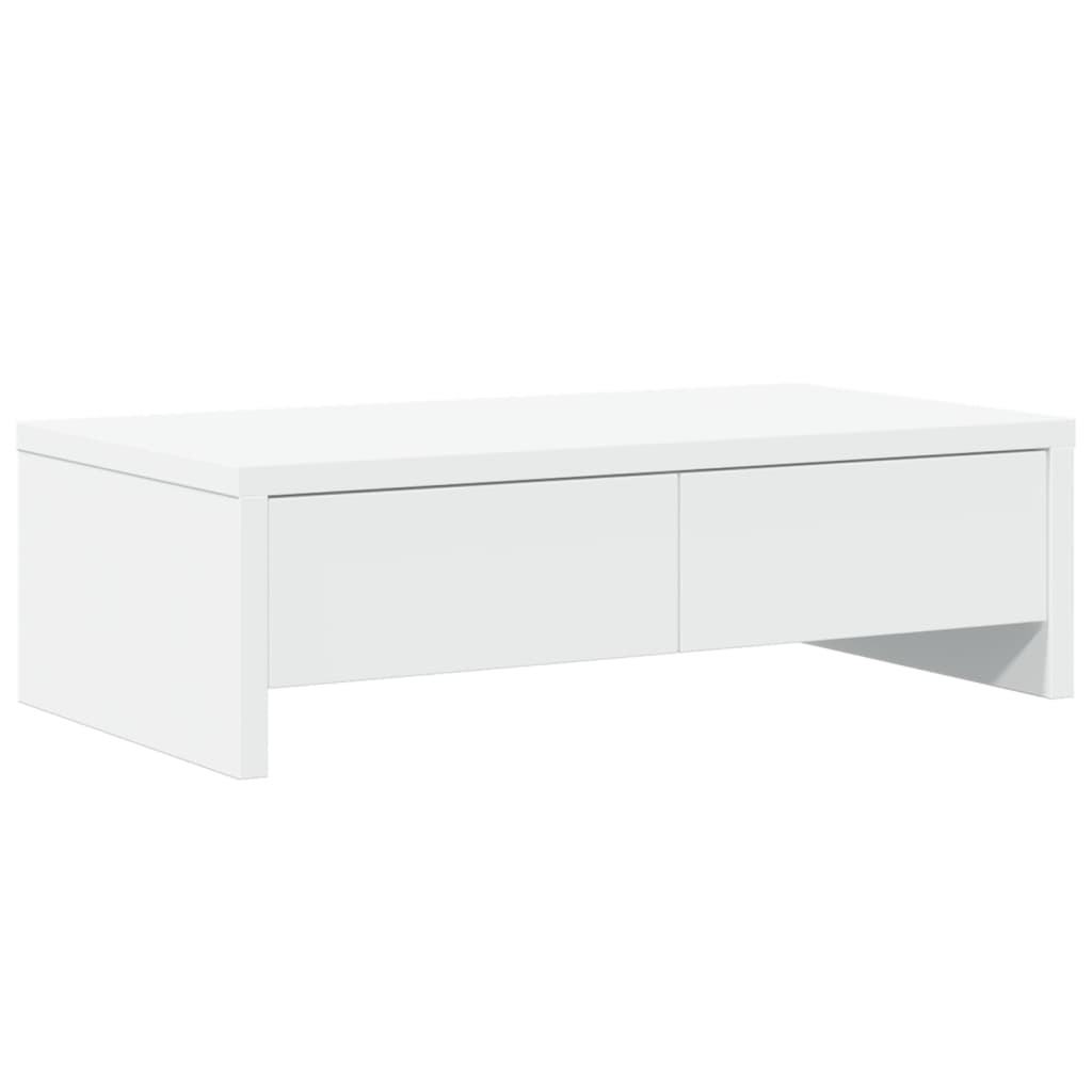 vidaXL Podstawka pod monitor, z szufladami, biała, 50x27x15 cm