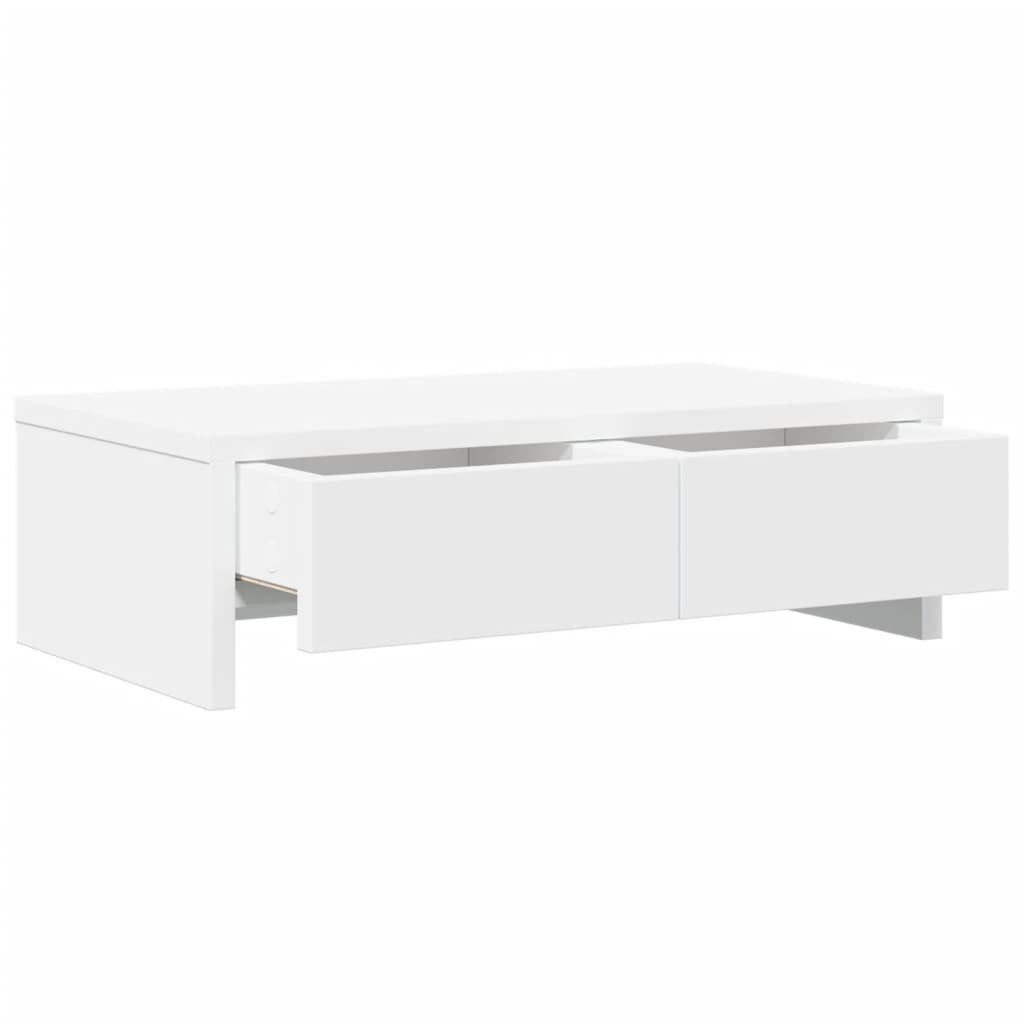 vidaXL Podstawka pod monitor, z szufladami, biała, 50x27x15 cm