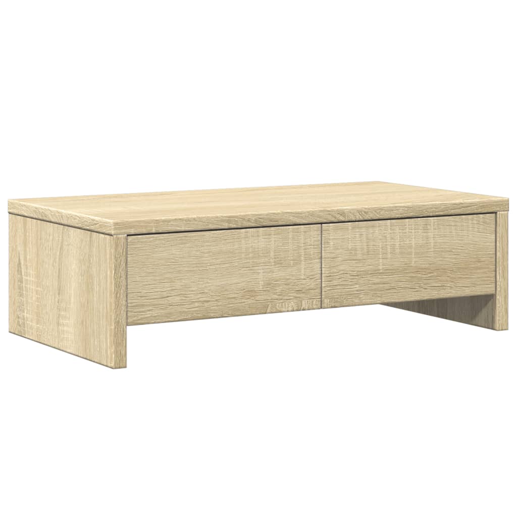 vidaXL Podstawka pod monitor, z szufladami, dąb sonoma, 50x27x15 cm