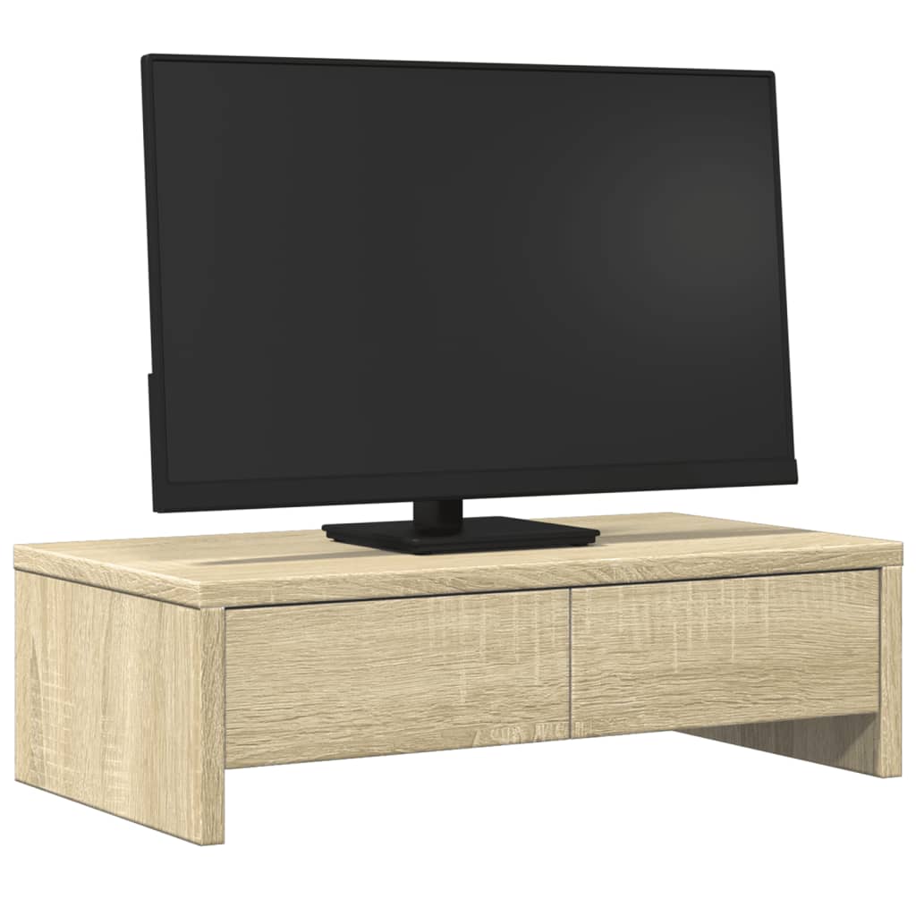 vidaXL Podstawka pod monitor, z szufladami, dąb sonoma, 50x27x15 cm