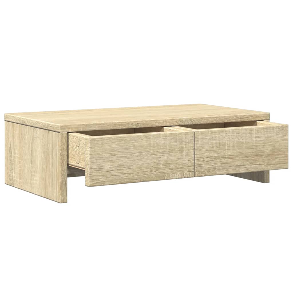 vidaXL Podstawka pod monitor, z szufladami, dąb sonoma, 50x27x15 cm