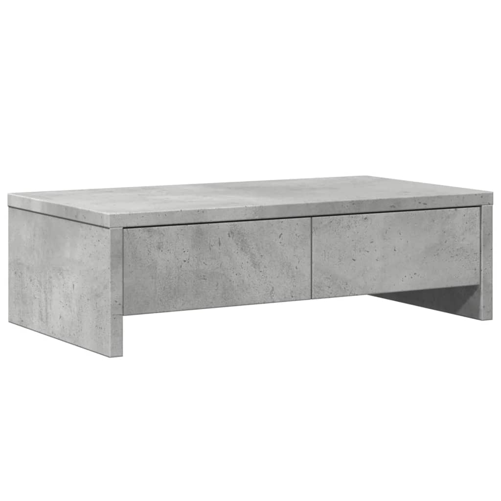 vidaXL Podstawka pod monitor z szufladami, szarość betonu, 50x27x15 cm