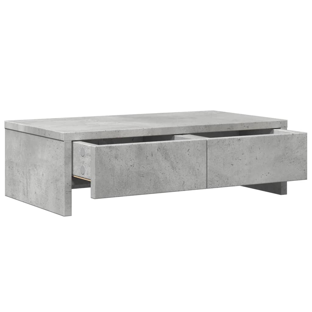 vidaXL Podstawka pod monitor z szufladami, szarość betonu, 50x27x15 cm