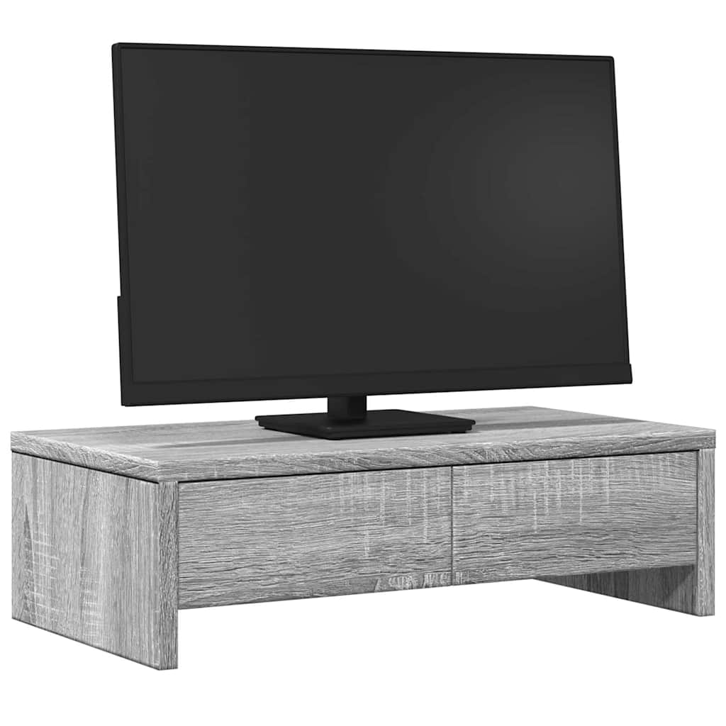 vidaXL Podstawka pod monitor z szufladami szary dąb sonoma 50x27x15 cm