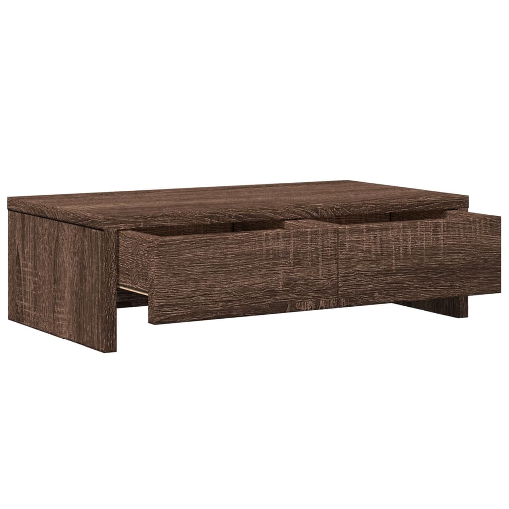 vidaXL Podstawka pod monitor, z szufladami, brązowy dąb, 50x27x15 cm